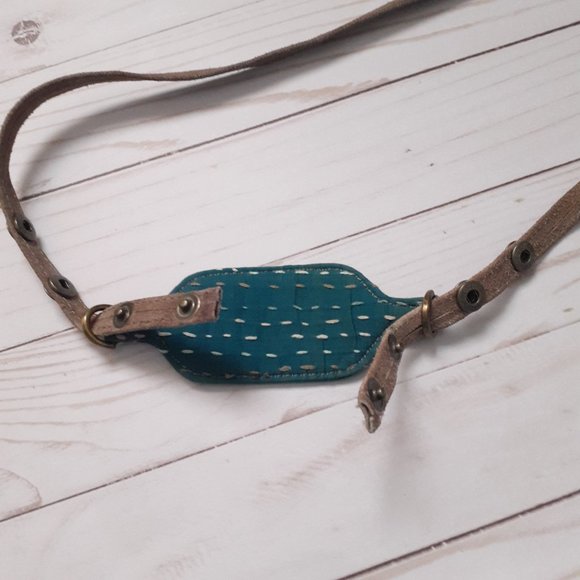 Noonday Collection Kantha Foldover Crossbody Bag Suede Leather Cotton BrownBlue - Picture 16 of 16